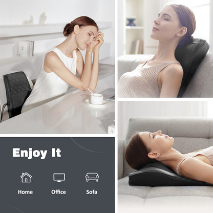 Neck Massager Pillow Heated Acupressure Electric Deep Tissue Kneading for Neck Shoulder Back Leg Muscle Relaxation Gift for Mom Dad Women Men