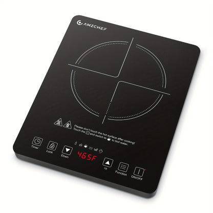 Induction Cooktop 1800W Single Burner Countertop Induction Cooker with Touch Control Timer & Overheat Protection - Portable Electric Stove Glass Surface Multi-Level Heat Settings for Home Kitchen & Dorm