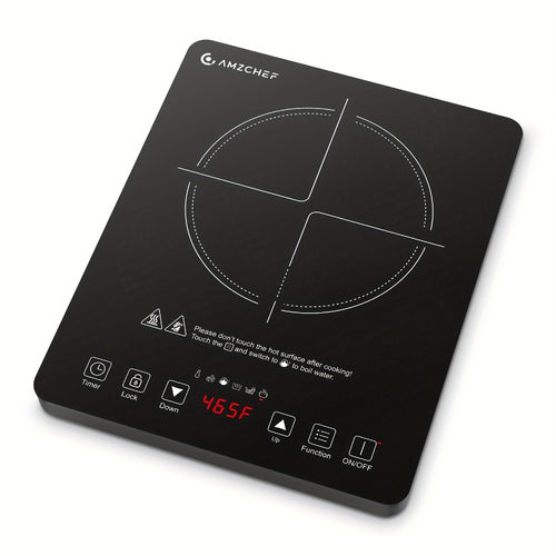 Induction Cooktop 1800W Single Burner Countertop Induction Cooker with Touch Control Timer & Overheat Protection - Portable Electric Stove Glass Surface Multi-Level Heat Settings for Home Kitchen & Dorm