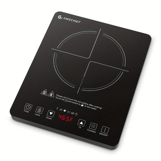 Induction Cooktop 1800W Single Burner Countertop Induction Cooker with Touch Control Timer & Overheat Protection - Portable Electric Stove Glass Surface Multi-Level Heat Settings for Home Kitchen & Dorm