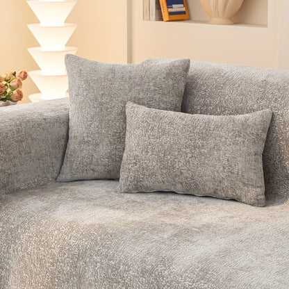 Chenille Sofa Cover with Fringe 300GSM - Super Soft Pet Friendly Solid Couch Slipcover for Single 2 4 Seater Living Room Decoration, 4 Colors