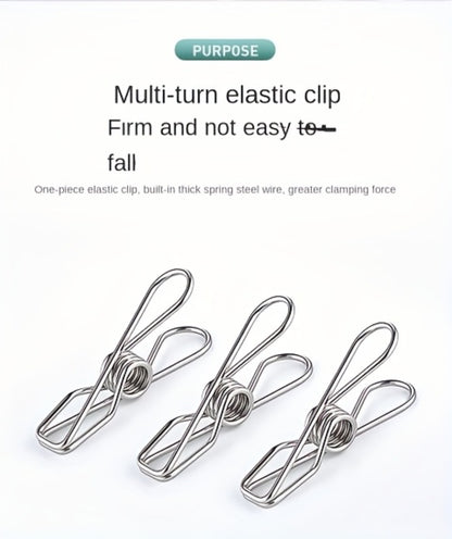 Clothes Drying Rack with Clips Stainless Steel Laundry Hanger Windproof Skidproof Multi-Clip Sock Underwear Dryer for Home Bedroom Balcony – 30/40/50 Clips