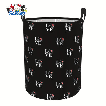 Hello Kitty Collapsible Laundry Basket with Handle - Sanrio Oxford Cloth Foldable Hamper, Portable Storage Bin for Bedroom Bathroom Dorm, Cute Kawaii Laundry Hamper for Girls