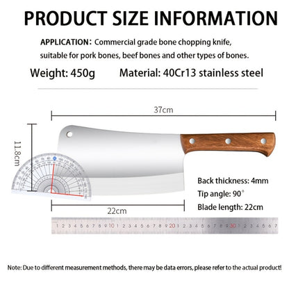 Meat Cleaver Heavy Duty Stainless Steel - Sharp Butcher Knife for Cutting Meat & Bones, Multi-Purpose Kitchen Chopper with Wooden Handle