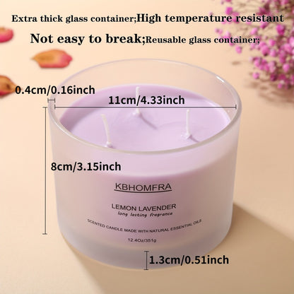 Scented Candles 3-Wick Large Soy Wax Candle 12.4oz - 70 Hour Burn Time, Natural Soy Blend & Beeswax, Luxury Gift Box, 6 Scents: Vanilla Coconut, Lemon Lavender, Jasmine, Citrus Sage, Pink Sands, Gardenia