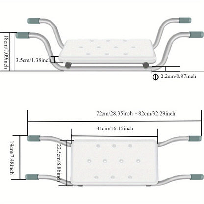 Bath Seat Adjustable Aluminum Shower Chair – Suspended Bathtub Stool with Anti-Slip Handles, 300 lbs Capacity | Lightweight Retractable Bath Board for Elderly, Disabled & Injured, 3 Length Settings