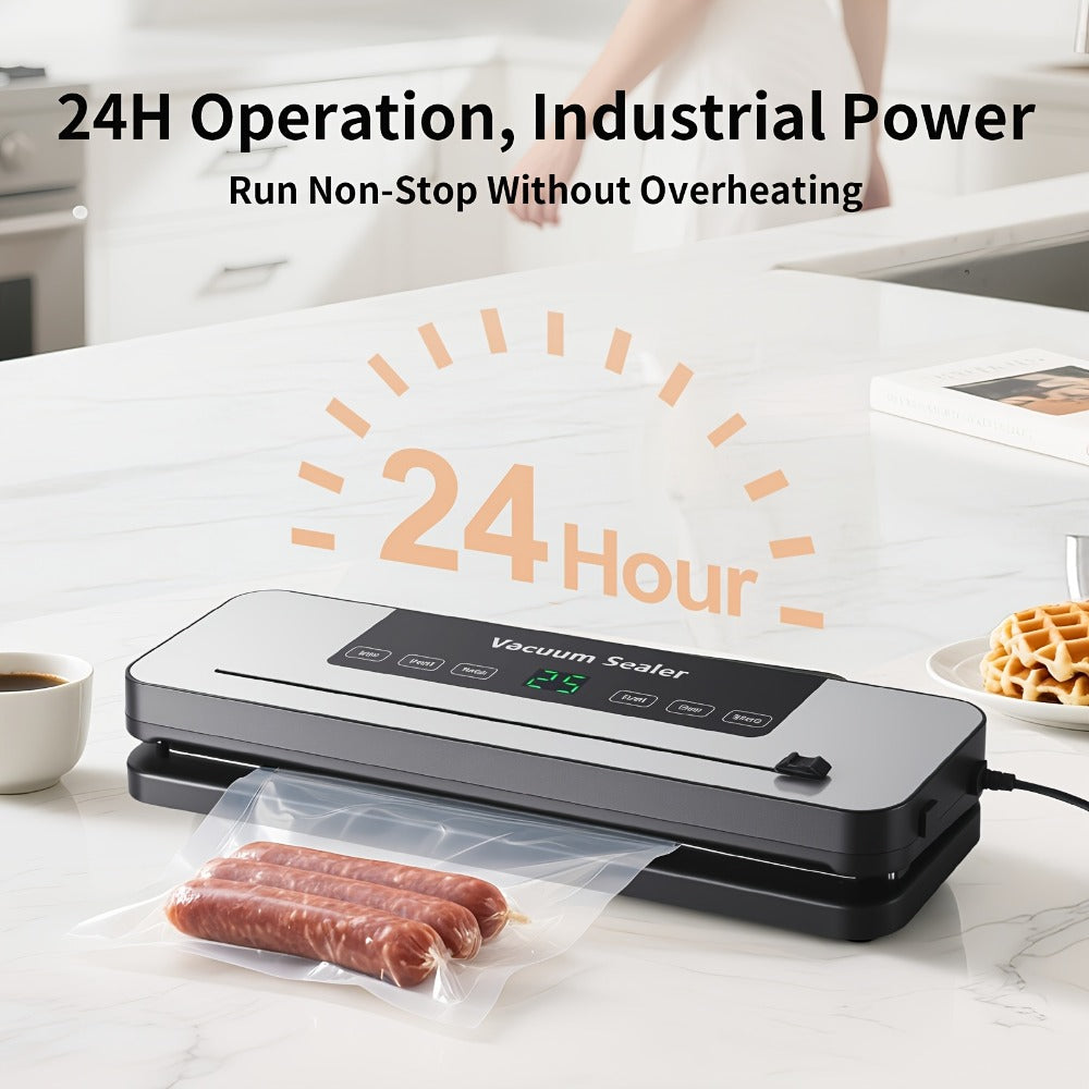 Vacuum Sealer Machine 6-in-1 Automatic Food Sealer 65Kpa Powerful Suction with Bags Cutter & Hose – Sous Vide Compatible Food Storage Vacuum Sealer for Dry & Moist Foods