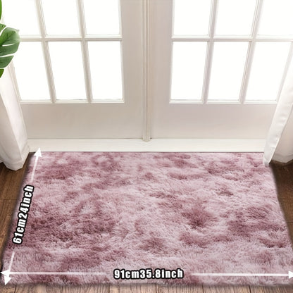 Fluffy Rug Plush Soft Indoor Carpet Non-Slip for Living Room Bedroom Hallway Runner Nursery Kids Play Area — Tie Dye & Solid Colors Multiple Sizes