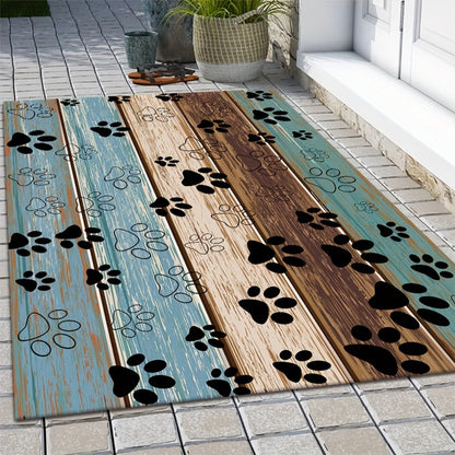 Cat Paw Print Door Mat Non-Slip Washable – Indoor Outdoor Welcome Mat Quick-Dry Anti-Slip Rug for Living Room, Bedroom, Bathroom, Kitchen, Entryway – Multiple Sizes