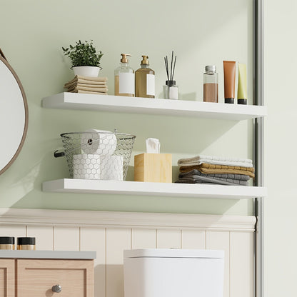 Floating Wall Shelves Set – Wooden Wall-Mounted Shelves for Living Room, Kitchen & Bathroom (2/4/6pcs, 15.7"/19.7"/22")