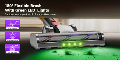 Cordless Vacuum Cleaner 58Kpa Strong Suction 6-in-1 Rechargeable Stick Vacuum with LED Electric Floor Brush Self-Standing Handheld Lightweight for Carpet Hard Floor Pet Hair Home Car