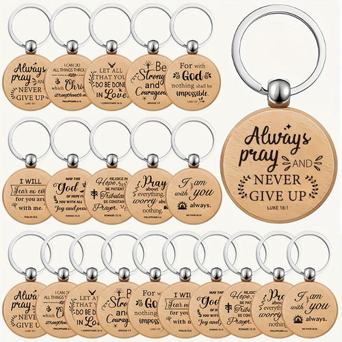 Bulk Wooden Bible Verse Keychains 100pcs Religious Christian Inspirational Keychains Rustic Engraved Thank You Gifts for Women Men Teachers Students Party Favors Christmas Back to School