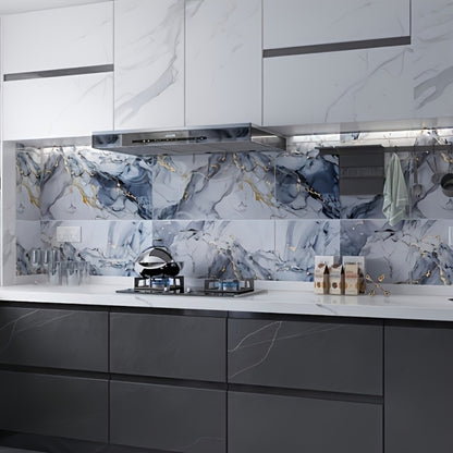 Peel and Stick Marble Tile Stickers – Self Adhesive Foam Wall Tiles for Bathroom Kitchen Office Bohemian Home Decor (50/100pcs, White/Gray/Black/Blue Gold)