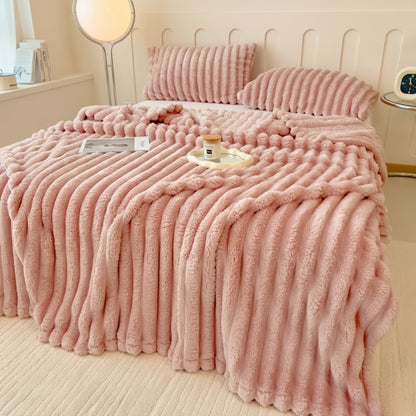 Plush Faux Fur Blanket – Imitation Rabbit Fur 300-350gsm Knit Throw for Sofa, Bed & Travel, All Season, 3 Colors, 2 Sizes