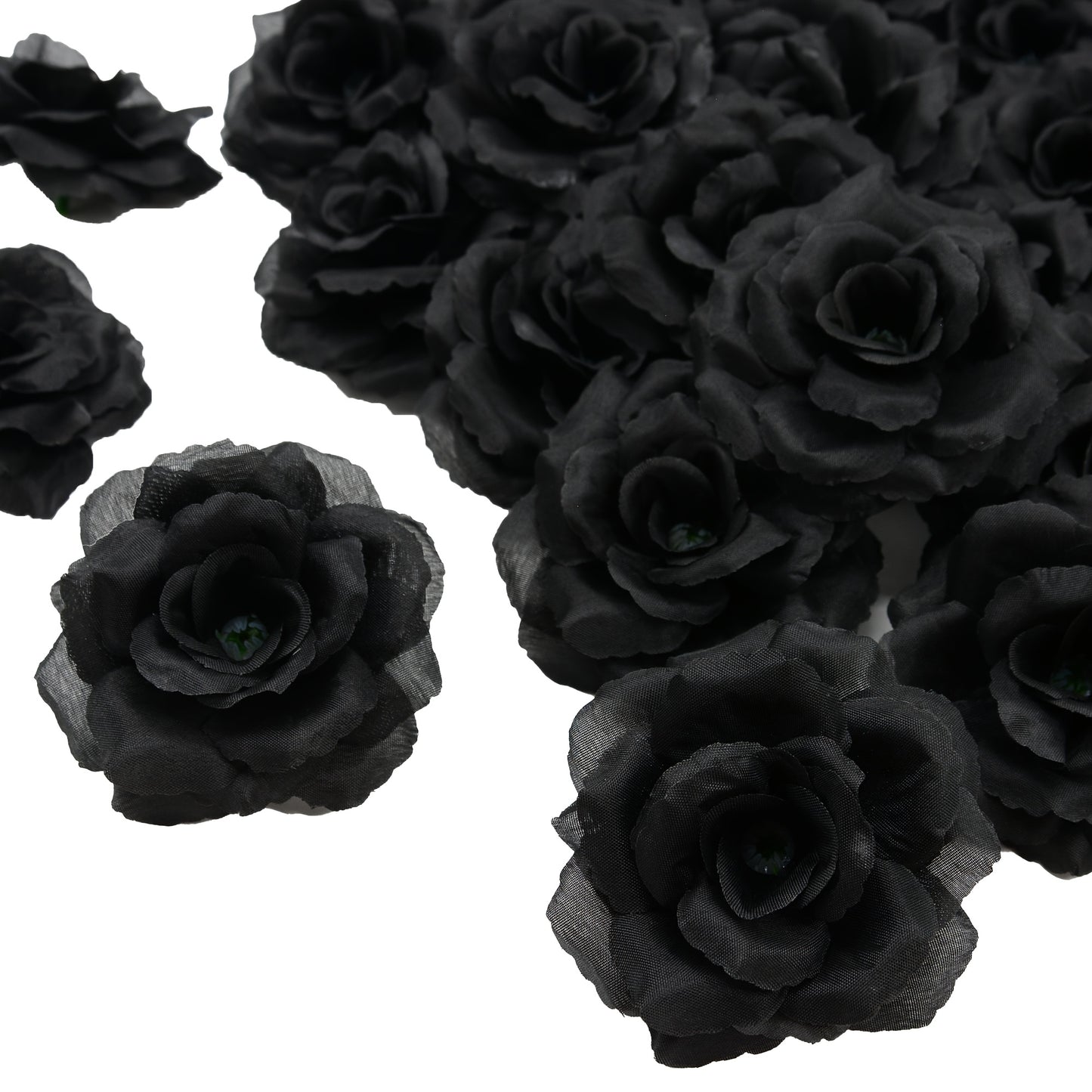 Silk Artificial Roses 50pcs with Stems | 3 Inch Flower Head Detachable DIY Fake Roses | Wedding Bouquet Valentine's Day Home Decor in Black Red Wine Red
