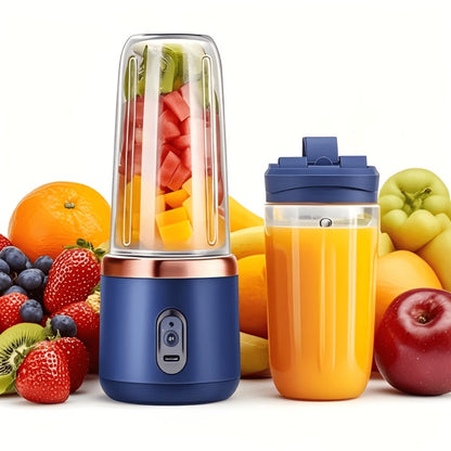 Portable Double Cup Blender & Juicer 2 Sets USB Rechargeable - 1500mAh Personal Mixer with Cups & Motor Base for Smoothies, Milkshakes & Drinks, Travel Blender Gift, Purple Blue Pink White