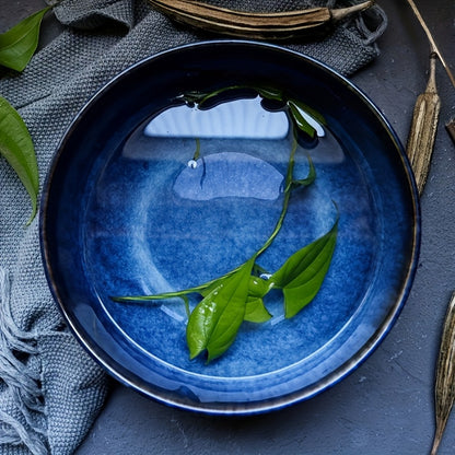 Extra Large Ceramic Bowls Set of 2 – 81oz Deep Blue Salad Bowl, Ramen Noodle Soup Bowl, Stylish Durable Dinnerware for Home Kitchen, Restaurant & Holiday Gift