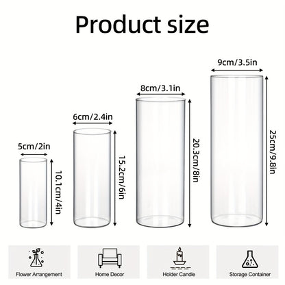 Clear Glass Cylinder Candle Holder Vases 12/24/36/48 Pcs | 4 6 8 10 Inch Tall Hurricane Floating Candle Vase | Wedding Centerpiece Table Decor | Party Home Shelf Decoration Glass Vase Bulk Set