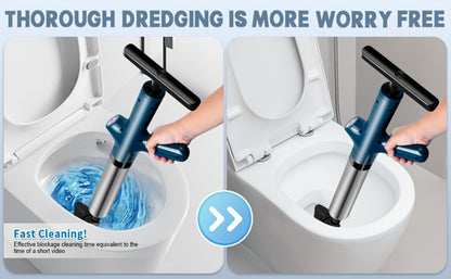 Toilet Plunger Set High Pressure Air Drain Unclogger - Stainless Steel Toilet Snake & Air Discharge Impactor for Clogged Toilet, Kitchen Sink, Bathroom Drain & Pipe Blockage Removal