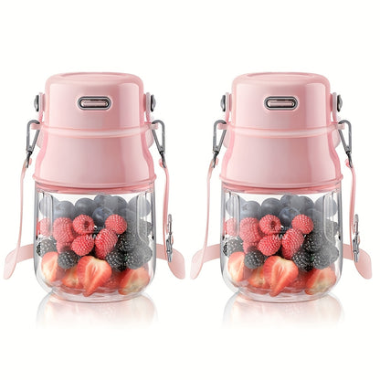 Personal Blender USB-C Rechargeable 27oz - 10-Blade Portable Smoothie Blender with Shoulder Strap, 70W Dual Battery, Safety Lock, Dishwasher Safe, for Shakes, Protein Drinks, Gym & Travel, Pink or Gray