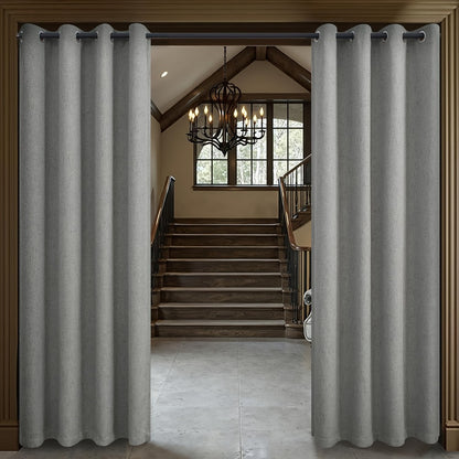 Blackout Curtains 2 Panels 100% Blackout Linen Textured Thermal Insulated Grommet Window Drapes Noise Reducing for Bedroom Living Room Hall - Full Light Blocking Room Darkening Curtains