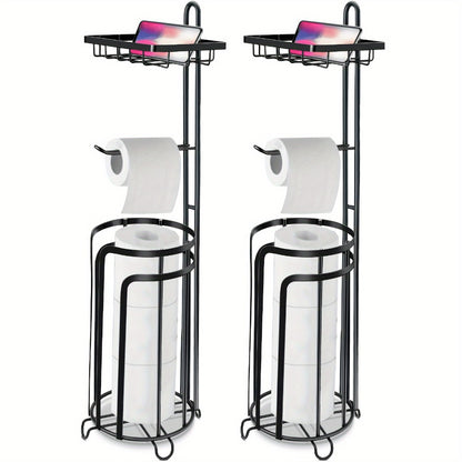 Freestanding Toilet Paper Holder Stainless Steel Stand with 3 Extra Roll Storage Modern Bathroom Organizer
