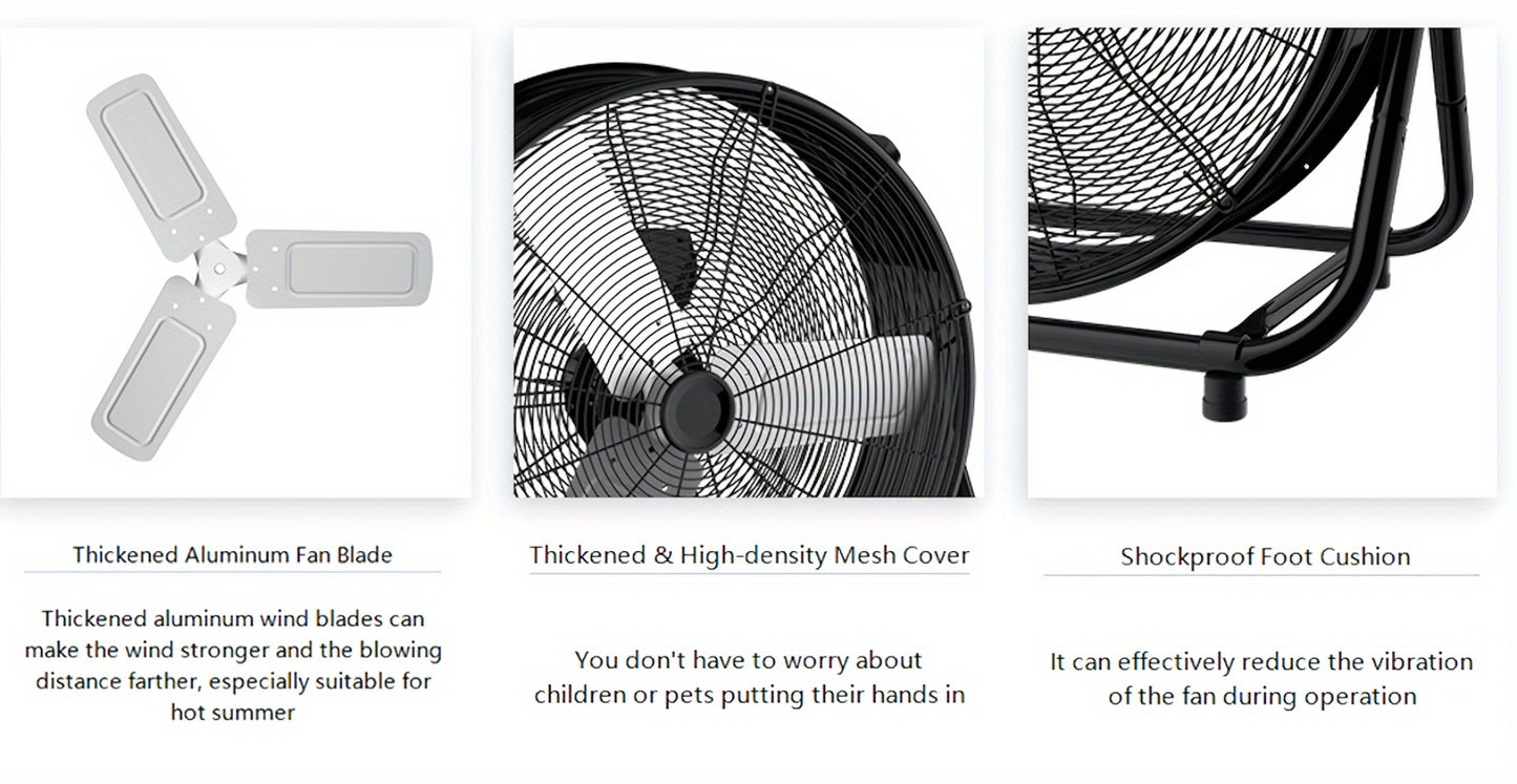 Industrial Drum Fan 24 & 30 Inch | High Velocity Floor Fan 9460-14000 CFM, 3-Speed Air Circulator with 180° Tilt for Warehouse, Garage, Workshop, Job Site & Large Space Cooling – Multiple Colors