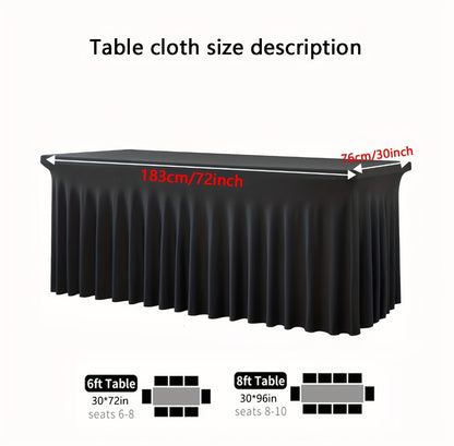 Spandex Fitted Tablecloth 2 Pack Wrinkle-Free Stretch Table Cover with Pleated Skirt for 6FT 8FT Rectangle Tables Wedding Banquet Party Birthday Event Decoration Red Polyester Table Cloth Set