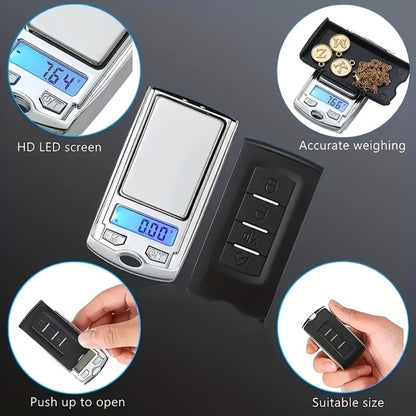 Mini Digital Pocket Scale 0.01g Precision – Portable Keychain Scale with Backlit LCD for Jewelry, Herbs, Food & Kitchen Use – Compact Lightweight Gram Scale