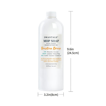 Concentrated Floor Cleaner 4X Formula 32 fl oz, SWANTALK Mop Soap Multi-Surface Streak-Free Floor Wash, Perfume-Inspired Deodorizing Cleaner, Pet Friendly – Brazilian Breeze, Island Coconut, Pacific Linen