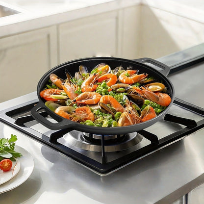 Pre-Seasoned Cast Iron Pan Set - Non-Stick Multifunctional Skillet for Pizza Home Kitchen Outdoor Cooking, Even Heating Compatible with All Stoves, 1/2/3 Piece Options