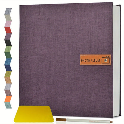 Self Adhesive Photo Album Scrapbook – Large Linen Cover Memory Book for 4x6 5x7 8x10 Photos, DIY Picture Book with Metal Pen, Gift for Mom, Baby, Wedding, Valentine's Day & Mother's Day, 40 & 60 Pages