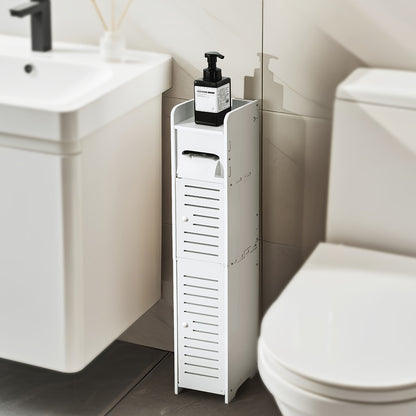 Slim Bathroom Storage Cabinet – PVC Toilet Paper Holder & Organizer for Small Spaces, Easy Assembly, Multi-Room Use, Bedroom & Living Room