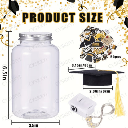 Graduation Gifts Lighted Jars 2026 Set of 8 with Graduation Stickers Party Decorations Mason Jar Lights Keepsake Gift for Her Him High School College Grad