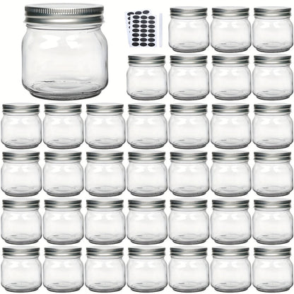 Mason Jars 8oz Glass Jars with Lids – 9/18/27/36 Pack Regular Mouth Canning Jars for Storage, Spices, Jelly, Jam, Honey & Caviar | Dishwasher Safe Spiral Lid Kitchen Storage Containers Set