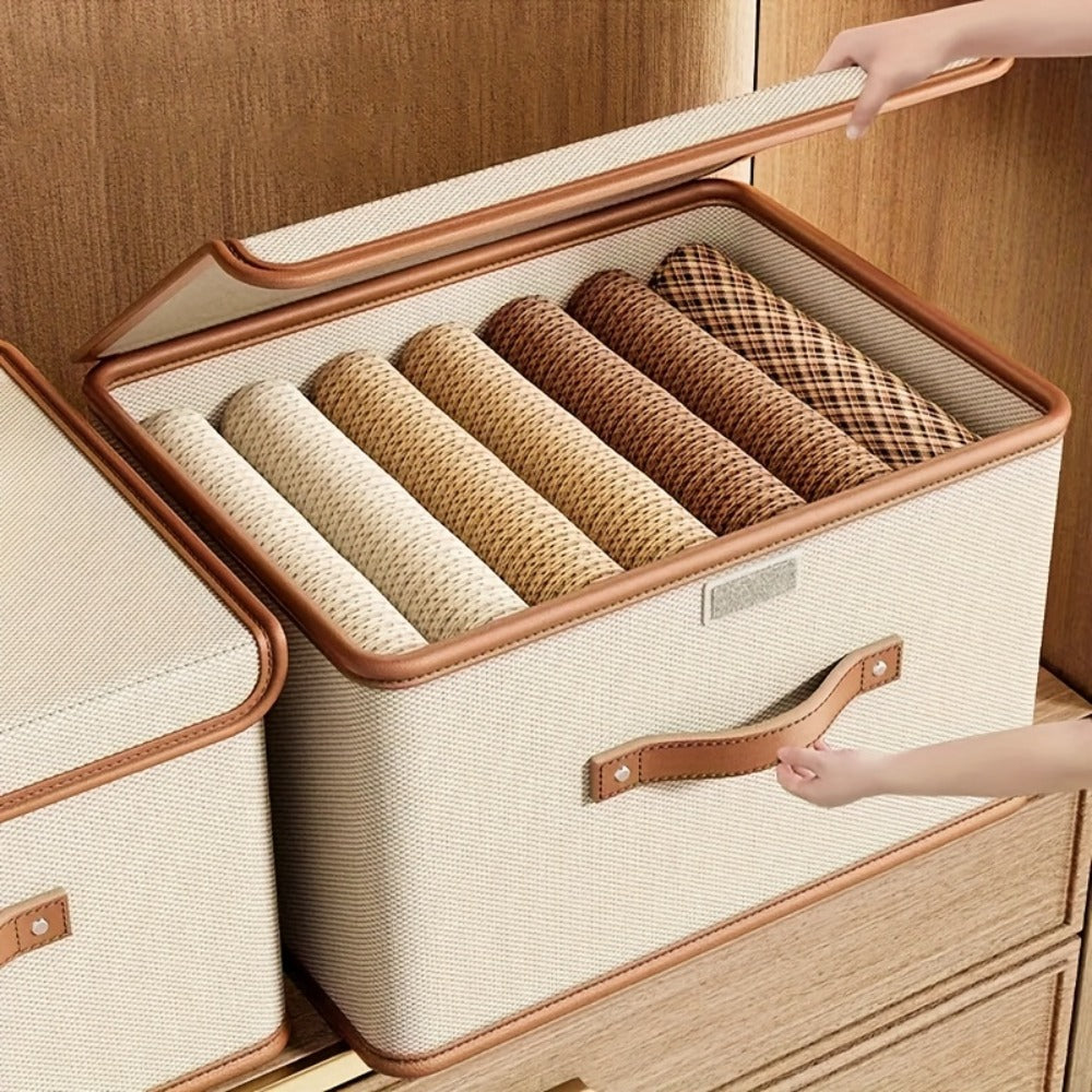 Foldable Storage Bins with Lids 2-Pack, Large Collapsible Clothes Organizer with Flip-Top Closure — Under Bed Storage for Bedroom, Closet, Dorm, Home & Travel | Multiple Sizes