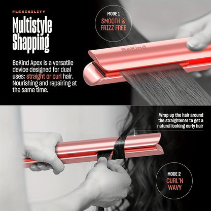 Hair Straightener Flat Iron 2-in-1 Curling Iron | 460°F Professional Ceramic Plates | 15s Fast Heating | Temp Memory | UltraSmooth Anti-Frizz | Gift Set for Women Girls