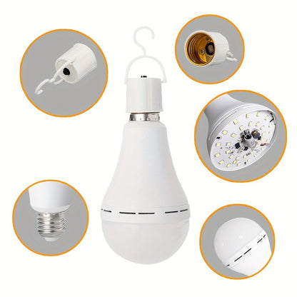 Rechargeable Emergency LED Light Bulb 12W 6500K 2000mAh with Polished Metal Finish – Spherical Design Half-Flip Installation Backup Battery Bulb for Camping Hiking Indoor Outdoor Power Outage, 4 Pack