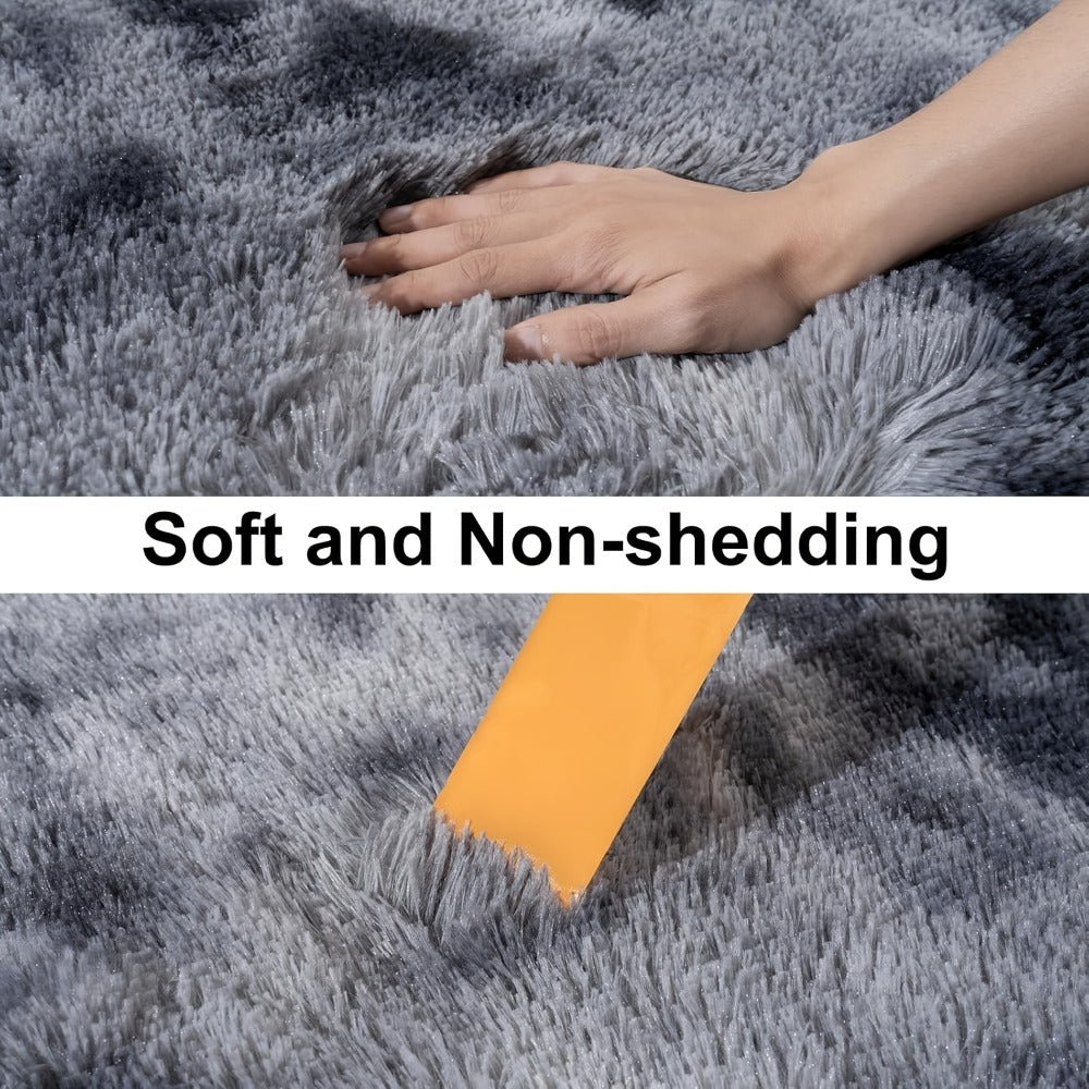 Fluffy Area Rug Tie-Dye Soft Carpet for Living Room Bedroom Office Thickened 1000g/㎡ Machine-Woven Indoor Mat Multi-Color Multi-Size Dark Gray Light Grey Khaki Pink Black White Purple