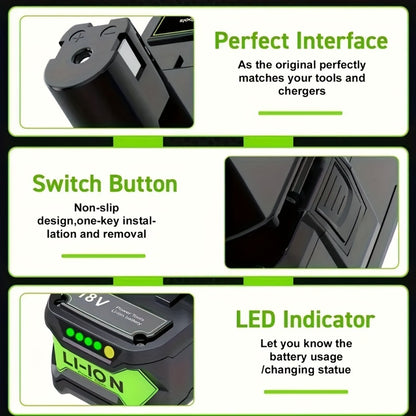 Ryobi 18V Replacement Battery 8.0Ah 2 Pack Li-ion Compatible with P102 P103 P105 P107 P108 P109 P197 Ryobi ONE+ Cordless Power Tools BPL-1815 BPL-1820G