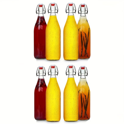 Swing Top Glass Bottles 32oz with Airtight Stopper - Flip Top Brewing Bottles for Kombucha Beer Beverages Oil Vinegar Water Soda - Set of 4 6 8 12 Reusable Glass Bottles with Swing Lid