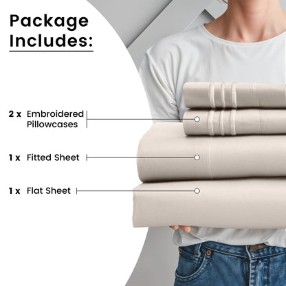 Fitted Sheet Set 6-Piece Brushed Polyester Deep Pocket Bed Sheets 20 Colors Hotel Luxury Soft Bedding with Embroidered Pillowcases