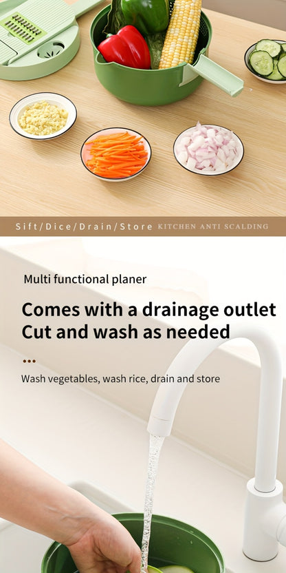 Vegetable Chopper 16-in-1 Heavy Duty Manual Food Processor with Container – Onion Dicer, Potato Slicer, Garlic Mincer, Carrot Cutter, Multi-Function Kitchen Veggie Chopper for Tomato, Pepper, Cucumber