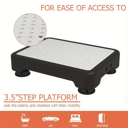 Step Stool Anti-Slip Heavy Duty – Portable Mobile Stepping Stool with Textured Non-Slip Surface & Sturdy Base | Indoor Outdoor Use for Elderly, Bathroom, Toilet, Stairs & Standing Assistance