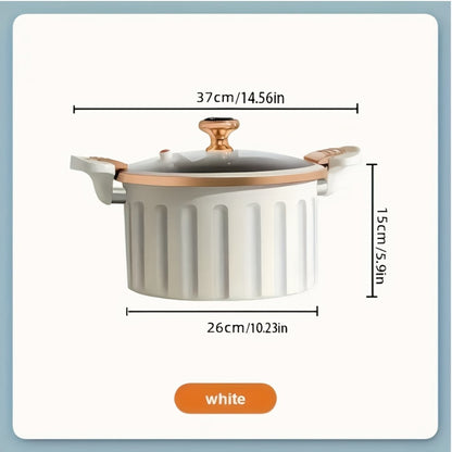 Cast Iron Enamel Dutch Oven 2.64 Gallon with Lock Cover – Non-Stick Heavy-Duty Saucepan Leak-Proof Cooker | Strong Legs Round Handle | Elegant Blue & White Enameled Cast Iron Pot for Home Kitchen