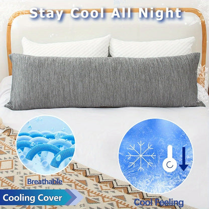 Body Pillow 20x54 Inch Cooling Memory Foam – Full Body Pillow for Adults Side Sleepers, Firm Long Sleeping Pillow for Stomach Back Support, Pregnancy Pillow, Washable Cover, Grey White Pink