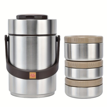 Insulated Lunch Box 3-Layer 304 Stainless Steel Vacuum | 67.63oz Triple Compartment Leakproof Food Container | Keep Warm 6 Hours for Office Travel Picnic Outdoor Meals