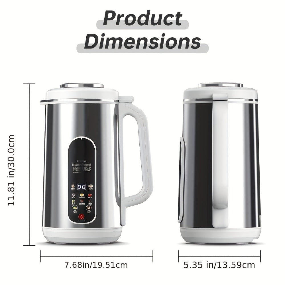 Soy Milk Maker Machine 40oz – 800W Stainless Steel Nut Milk, Soup & Juice Blender with 24-Hour Timer, Auto-Clean & Touch Control