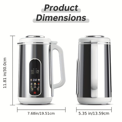Soy Milk Maker Machine 40oz – 800W Stainless Steel Nut Milk, Soup & Juice Blender with 24-Hour Timer, Auto-Clean & Touch Control