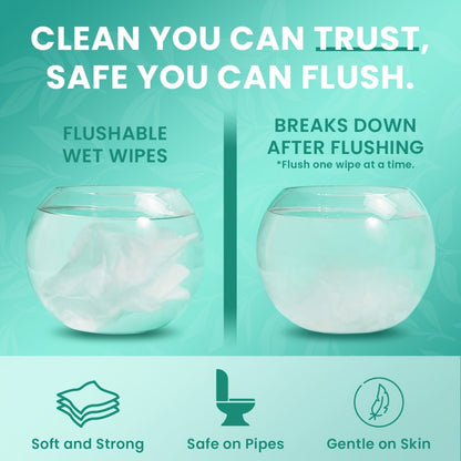 Flushable Wet Wipes Adult XL Unscented No Alcohol Septic Safe Toilet Wipes Portable Family Size for Bathroom Outdoor Camping Travel Hygiene 150 or 300 Wipes 3 or 6 Pack